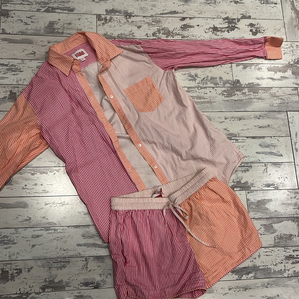 Solid & Striped Button Down Shirt And Shorts S - image 5